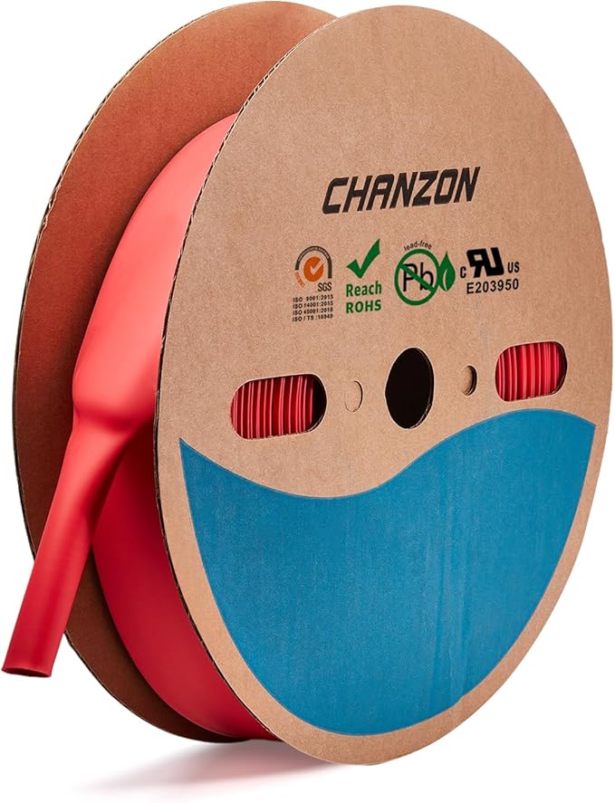 Chanzon 2:1 Ratio - 80Ft Roll - 1-1/2" Red Heat Shrink Tubing - Electrical by Chanzon