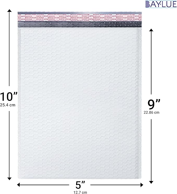 White Small Poly Bubble Mailers 5x10 inch #00 | Self Seal Padded Envelopes | - Image 2