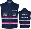 YOWESHOP Men's Reflective Safety Denim Vest，Custom Safety Outdoor Denim Work by YOWESHOP