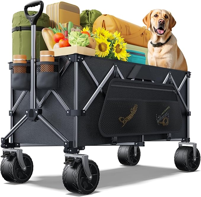 Wagons Carts Foldable Heavy Duty, 440lbs Capacity & 350L Collapsible Utility by everyfunPro