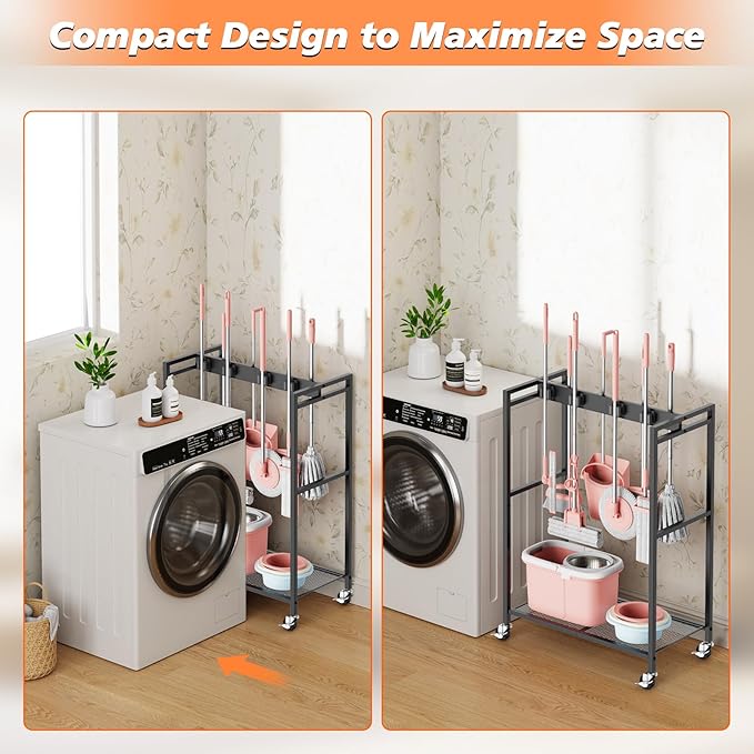 Broom and Mop Holder, Broom Storage Hanger, Cleaning Cart - Image 5