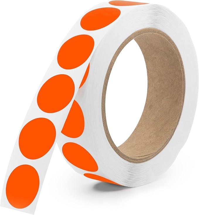 Fluorescent Red 1-Inch Circle Dot Stickers – 1, 000 Round Strong Adhesive by Unknown