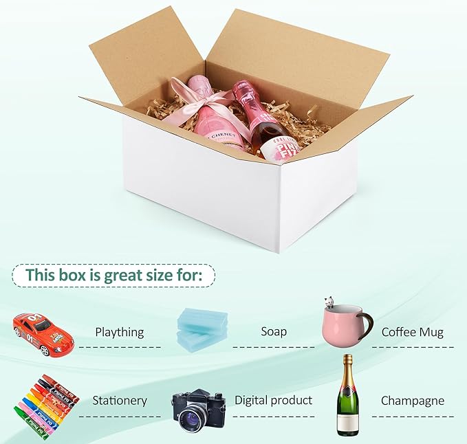 Eupako 10x7x5-Small-Shipping-Boxes-30-Pack-White-Corrugated-Box-Mailers - Image 3