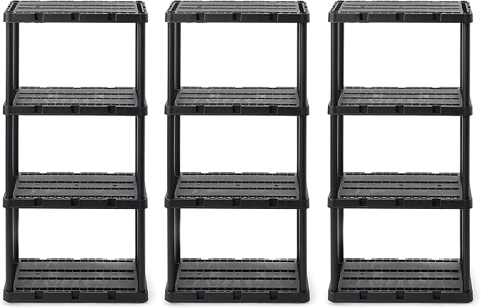 Gracious Living 3 Pack Light Duty Storage Shelves, Knect-A-Shelf 4-Shelf by GraciousLiving