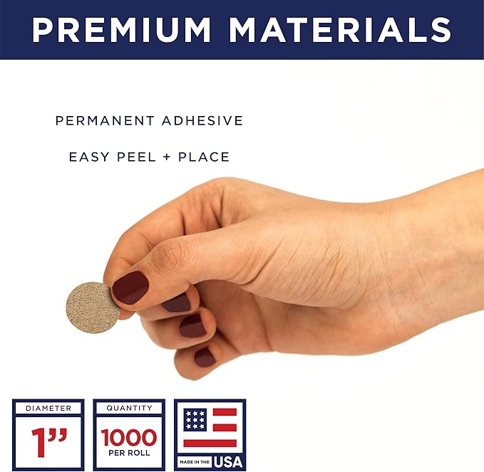 Kraft 1-Inch Circle Dot Stickers – 1, 000 Round Strong Adhesive Labels per Roll - Image 2