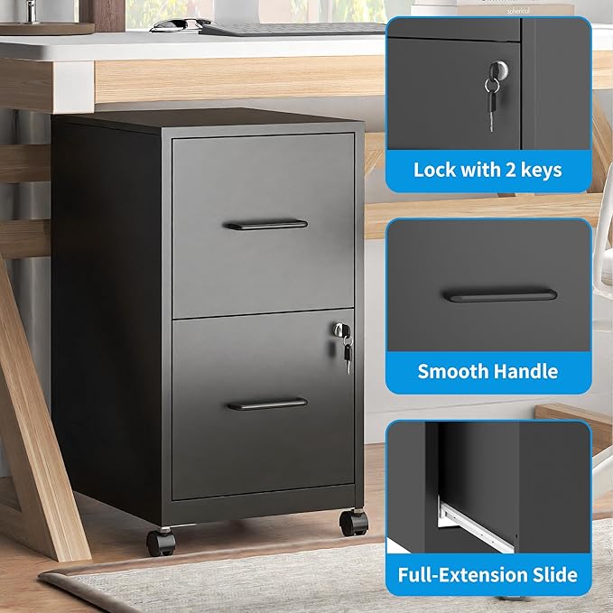 2 Drawer Mobile File Cabinet - Image 4