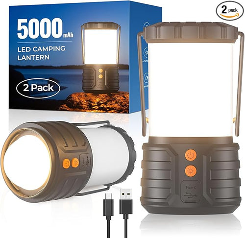 2 Pack Camping Lantern, Led Camping Lanterns, 5000mAh Rechargeable Battery by WelcometoPopoIron