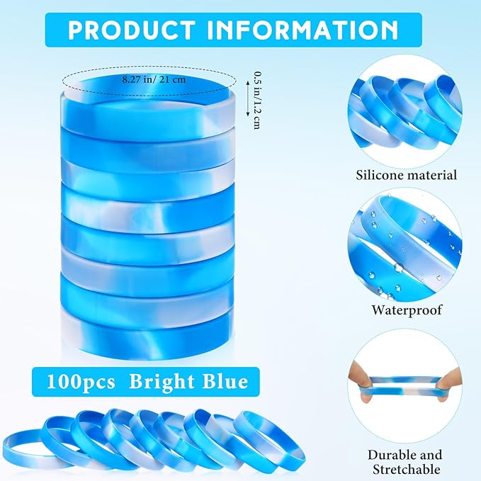 Liliful 100 Pcs Silicone Rubber Wristbands Rubber Wristband Bracelet Bands - Image 2