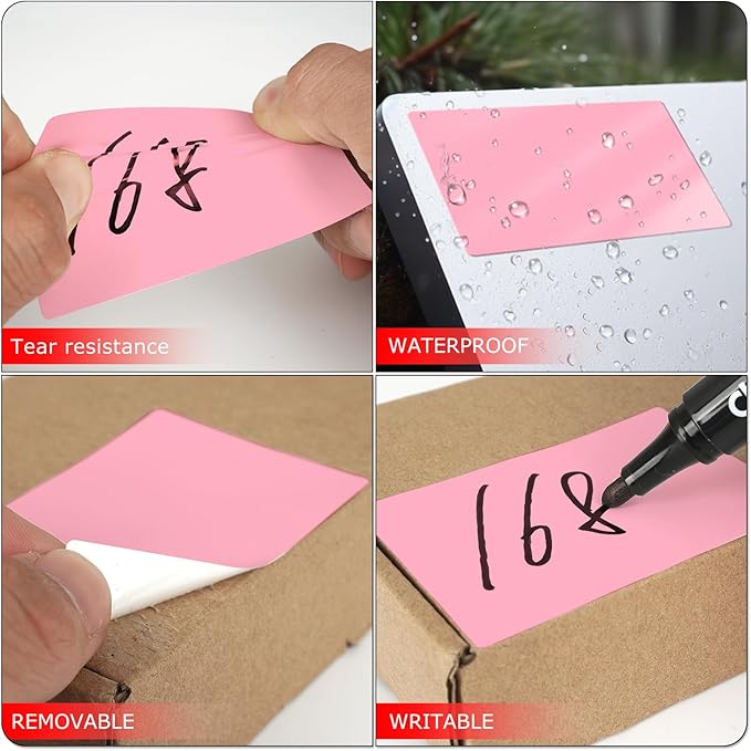 Pink Rectangle Stickers 3 x 2 Inch Color Coding Labels Vinyl Roll Self-Adhesive - Image 3