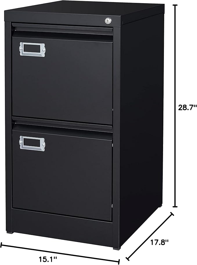 2 Drawer File Cabinet with Lock Metal Vertical Filing Storage Cabinet Office - Image 3