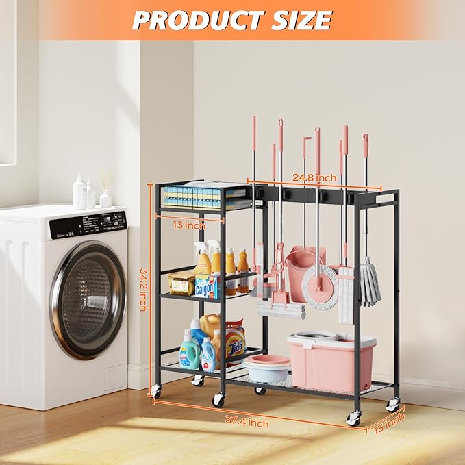 Broom and Mop Holder, MUNNAR Broom Storage Holder - Image 2