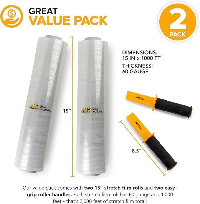 Modern Innovations 15 Inch Clear Stretch Wrap Roll - Image 2