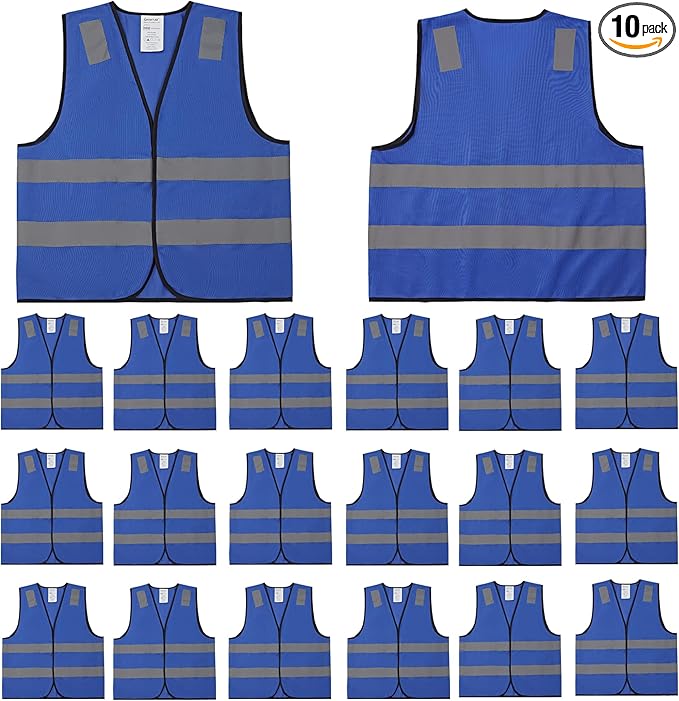 Blue Safety Vests 10 Pack by SafetyClothing
