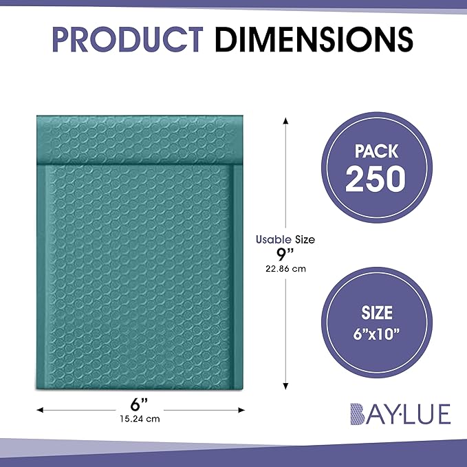 Green Small Poly Bubble Mailers 6x10 inch #0 | Self Seal Padded Envelopes | - Image 2