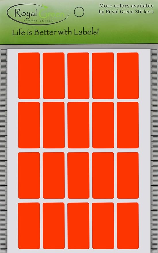 Royal Green Neon Red Rectangle Stickers 1.57 inch x 0.75 inch Rectangular Labels - Image 6