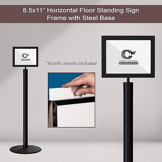 Floor Standing Sign Frame with Steel Low Profile Base, 8.5 inches by 11 inches - Image 6