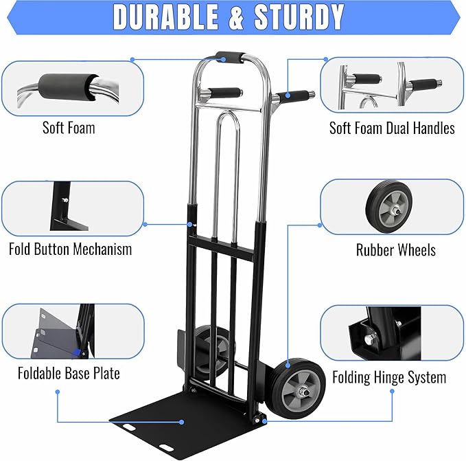 Folding Hand Truck Dolly - 600 LB Capacity - Image 2