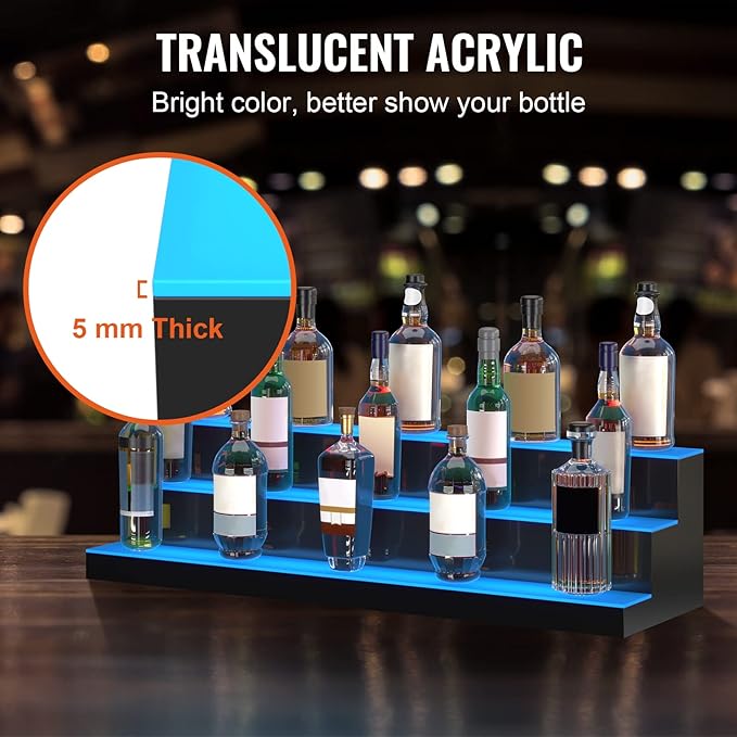 VEVOR LED Lighted Liquor Bottle Display, 3 Tiers 40 Inches, Supports USB - Image 5