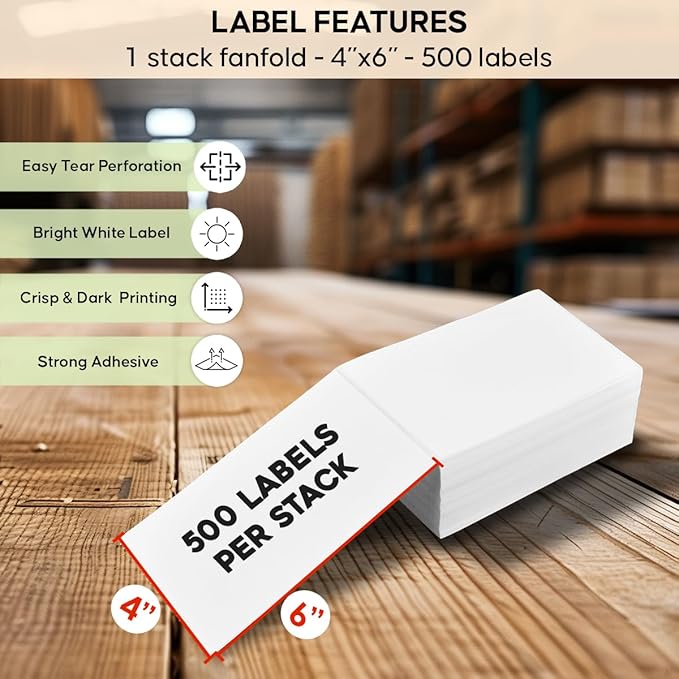 Arkscan SL500 4x6 Fanfold Shipping Label - Image 2