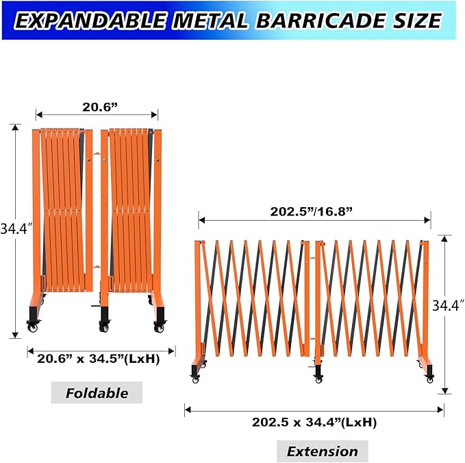 1 Set 16.8FT Industrial Metal Expandable Barricade，Retractable Traffic Fence - Image 2