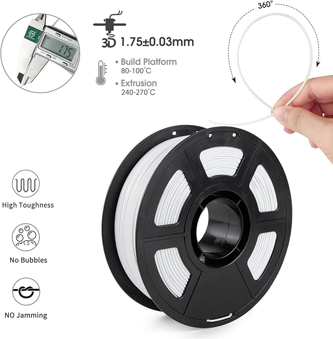 iSANMATE ASA Filament 1.75mm White 3KG, UV & Weather Resistant 3D Printer - Image 2