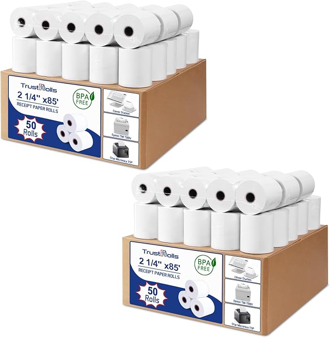 Premium 2 1/4 x 85 Thermal Paper Rolls by RECEIPTPAPER