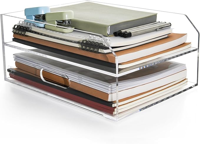 2 Tier Paper Organizer Letter Tray by AIMOLLYACRYLICSTORAGE