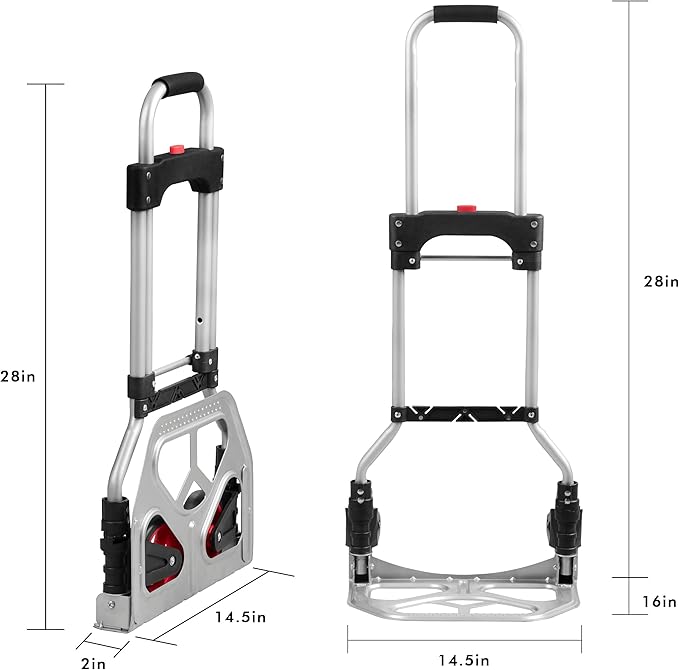 LEADALLWAY Dolly Cart Folding Hand Truck and Dolly, Steel Portable Cart - Image 3