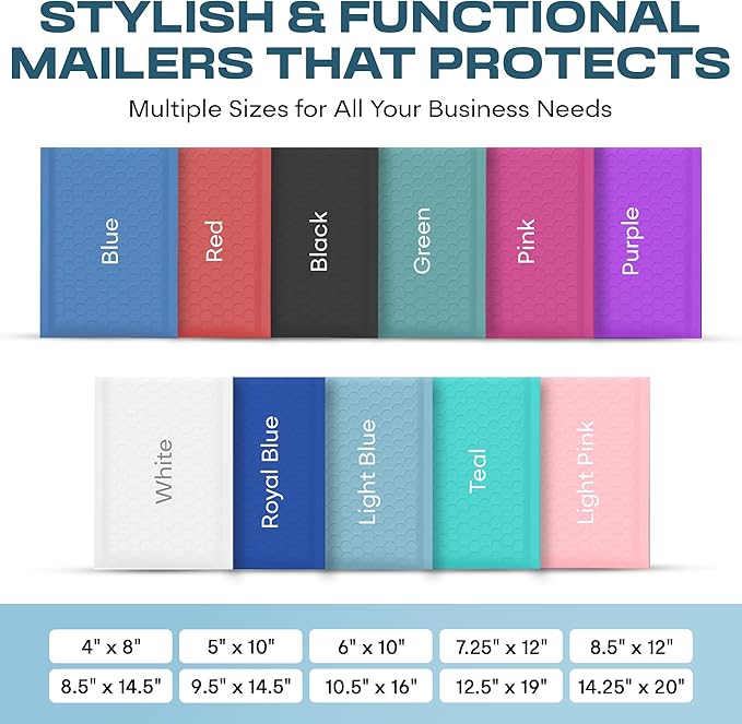 Light Blue Extra Large Poly Bubble Mailers 14.25x20 inch #7 | Self Seal Large - Image 8