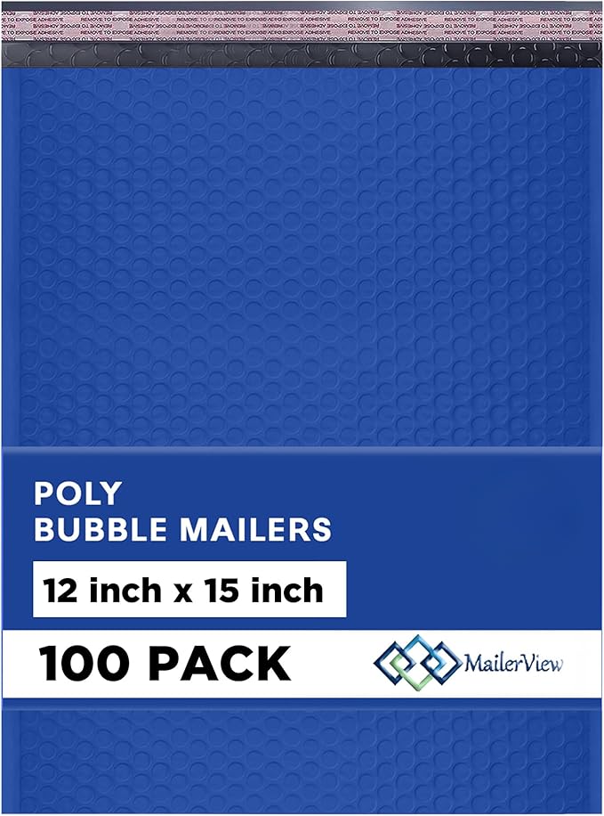 Royal Blue Large Poly Bubble Mailers 12x15 inch | Self Seal Padded Envelopes by MAILERVIEW