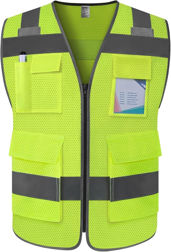 TCCFCCT Mesh Safety Vest 5 Pockets High Visibility Reflective Vest by TCCFCCTPROFESSIONALSAFETYSOLUTIONS