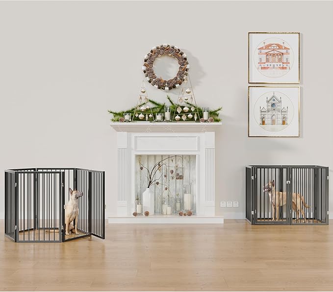 Vantas Folding No-Assembly Metal Pet Gate 120" Wide, Freestanding Accordion - Image 4