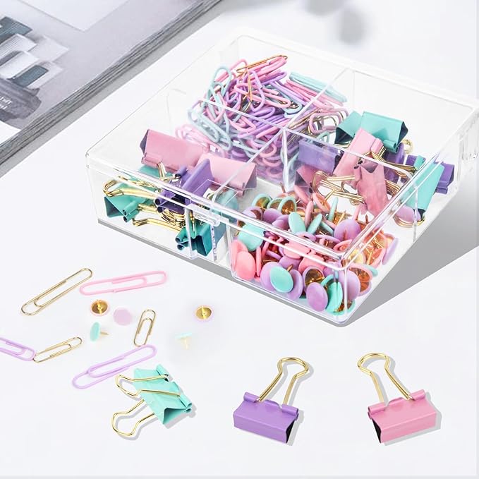 Cute Paper Clips Binder Clips Combo Set, 165 Psc, Cute Office Supplies Set - Image 5