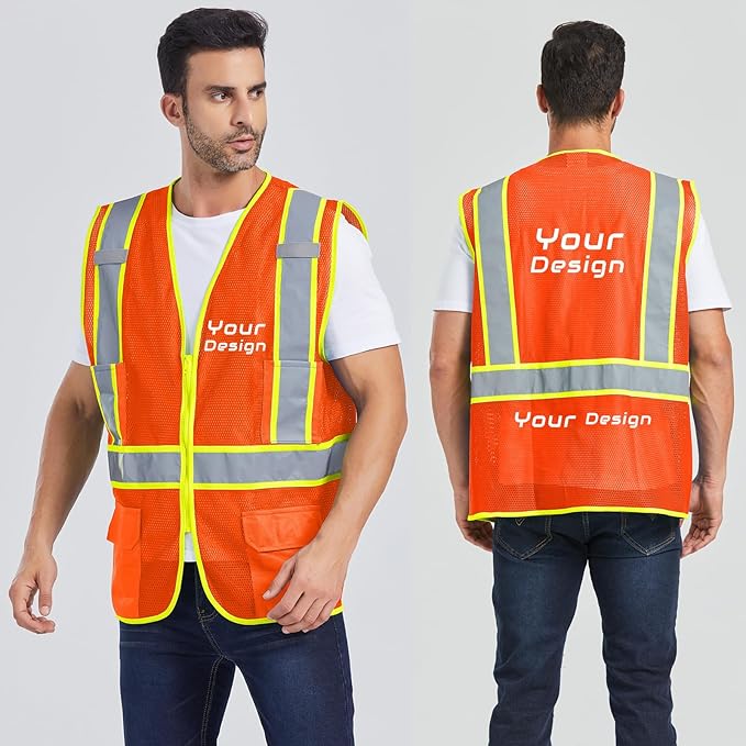 BeautyWill Custom Safety Vest Customized Logo Class 2 High Visibility - Image 4