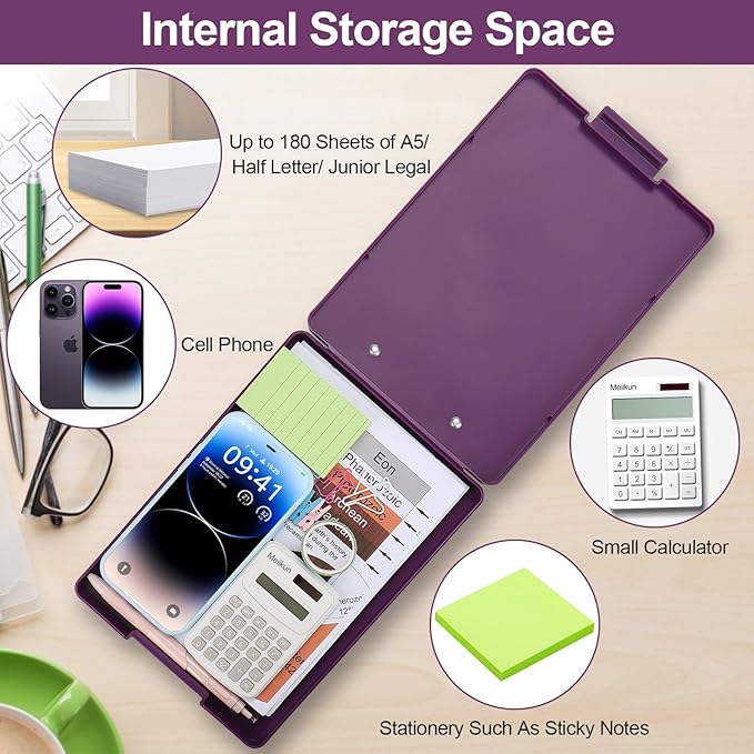 Small Clipboard with Storage, A5 Clipboards with Pen Holder, Half Letter Clip - Image 7