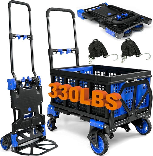 2-in-1 Folding Hand Truck with Folding Basket, Hand Truck with Retractable by Unknown