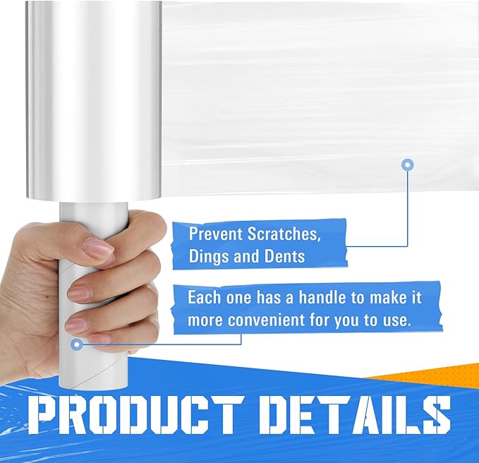 Frienda 12 Pcs 4 Inch Plastic Stretch Wrap Film Roll 500ft Clear Mini Moving - Image 2