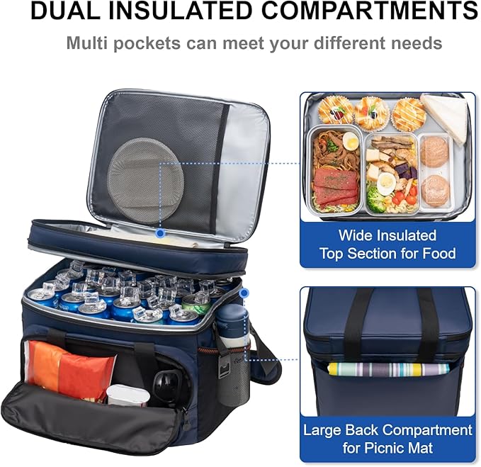 EVERFUN Small Cooler Lunch Box Mini Leak-Proof Soft Double Deck 24 Can Personal - Image 4