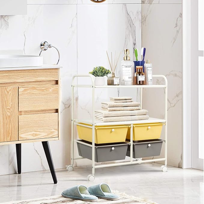 Giantex Rolling Storage Cart w/ 4 Drawers 2 Shelves Metal Rack Shelf Home - Image 2