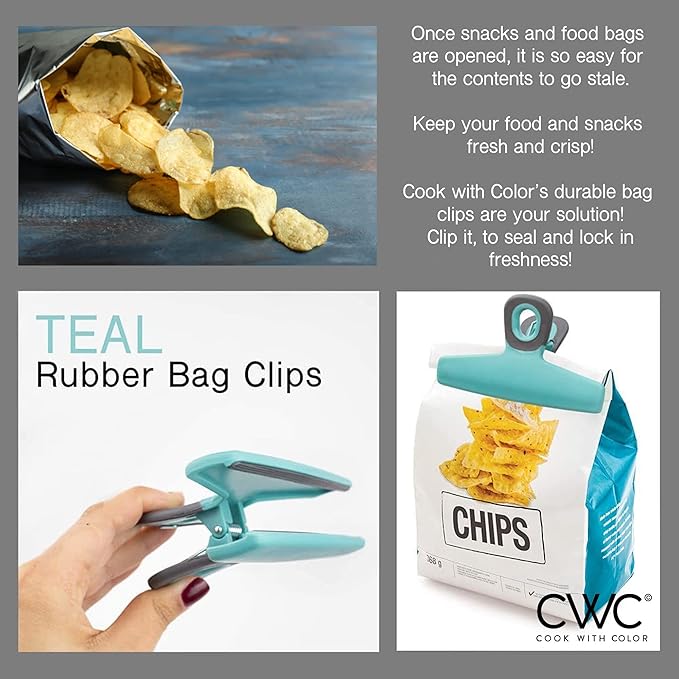 COOK WITH COLOR Wide Heavy Duty Chip Clips, Large Bag Clips - Image 4