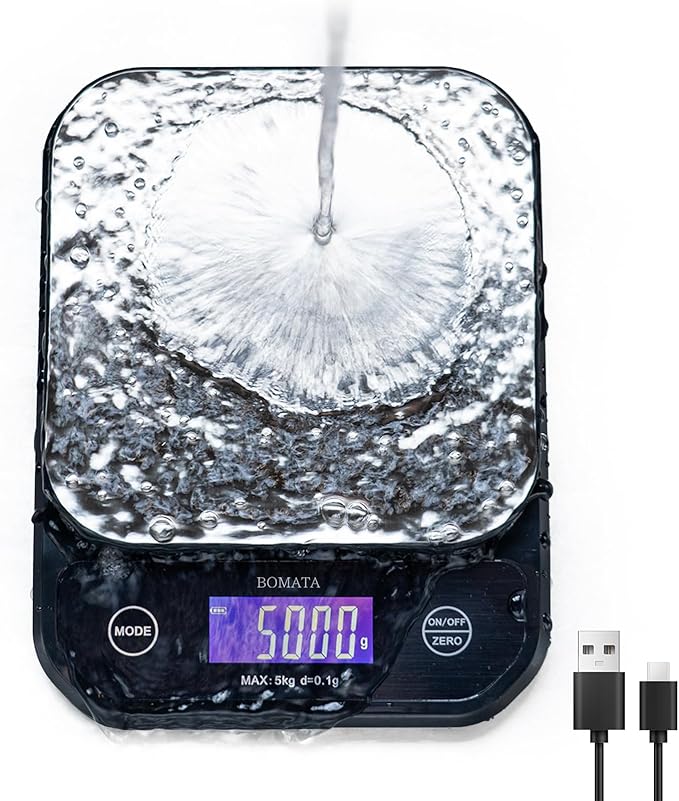 BOMATA Waterproof Kitchen Scale, 0.1g/0.01oz High Precision, USB Rechargeable by BOMATA