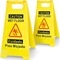 2 Pack Caution Wet Floor Sign, 17.5" Height, Bright Yellow, Double-Sided by Unknown