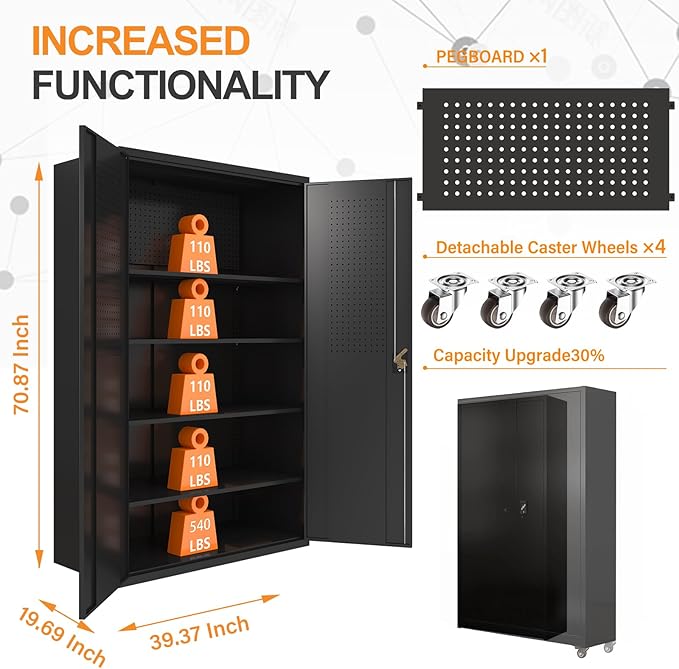 Upgraded Wide Metal Storage Cabinet - Image 2