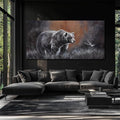 ZHENGYIN Extra Wide Panoramic Bear Canvas Wall Art, Earth Tone Background by Unknown