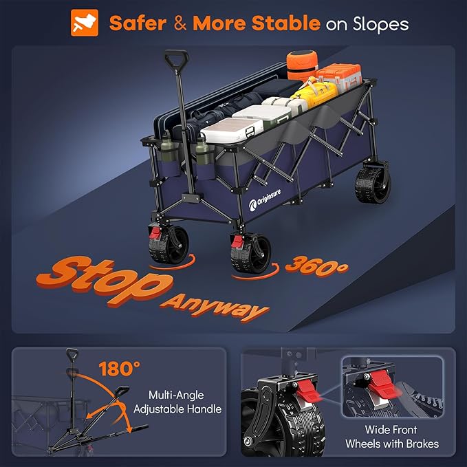 48" L Collapsible Wagon Cart Foldable, 560lbs Weight Capacity 300L Heavy Duty - Image 8