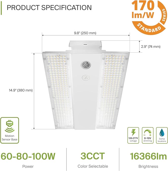 ASD LED Linear High Bay Light Fixture, Commercial Shop Lighting | 3CCT - Image 2