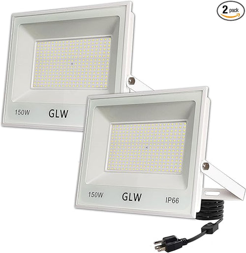 150W LED Flood Lights Outdoor 2 Pack, 13000LM Super Bright Security Light by GLW