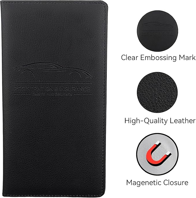 Car Registration and Insurance Holder, Premium Pu Leather Vehicle Glove Box - Image 3