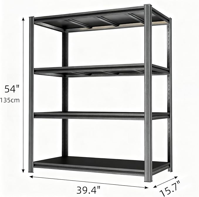 Metal Garage Shelving Unit, Heavy Duty 4-Tier Adjustable Storage Rack, Steel - Image 3