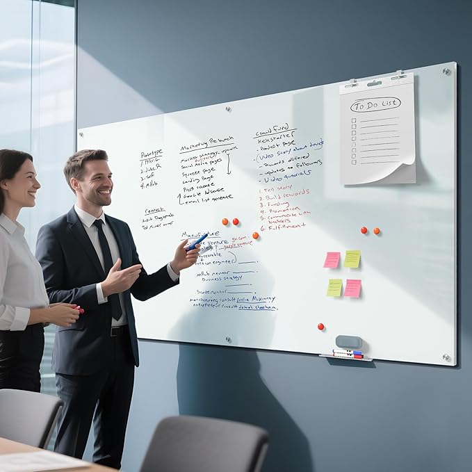 MaxGear Glass White Board 96x48 Inches, Wall Mounted Magnetic Glass Dry Erase - Image 4